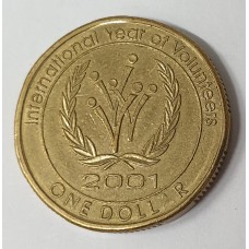 AUSTRALIA 2001 . ONE 1 DOLLAR COIN . ERROR . MISSING THE LETTER A IN DOLLAR